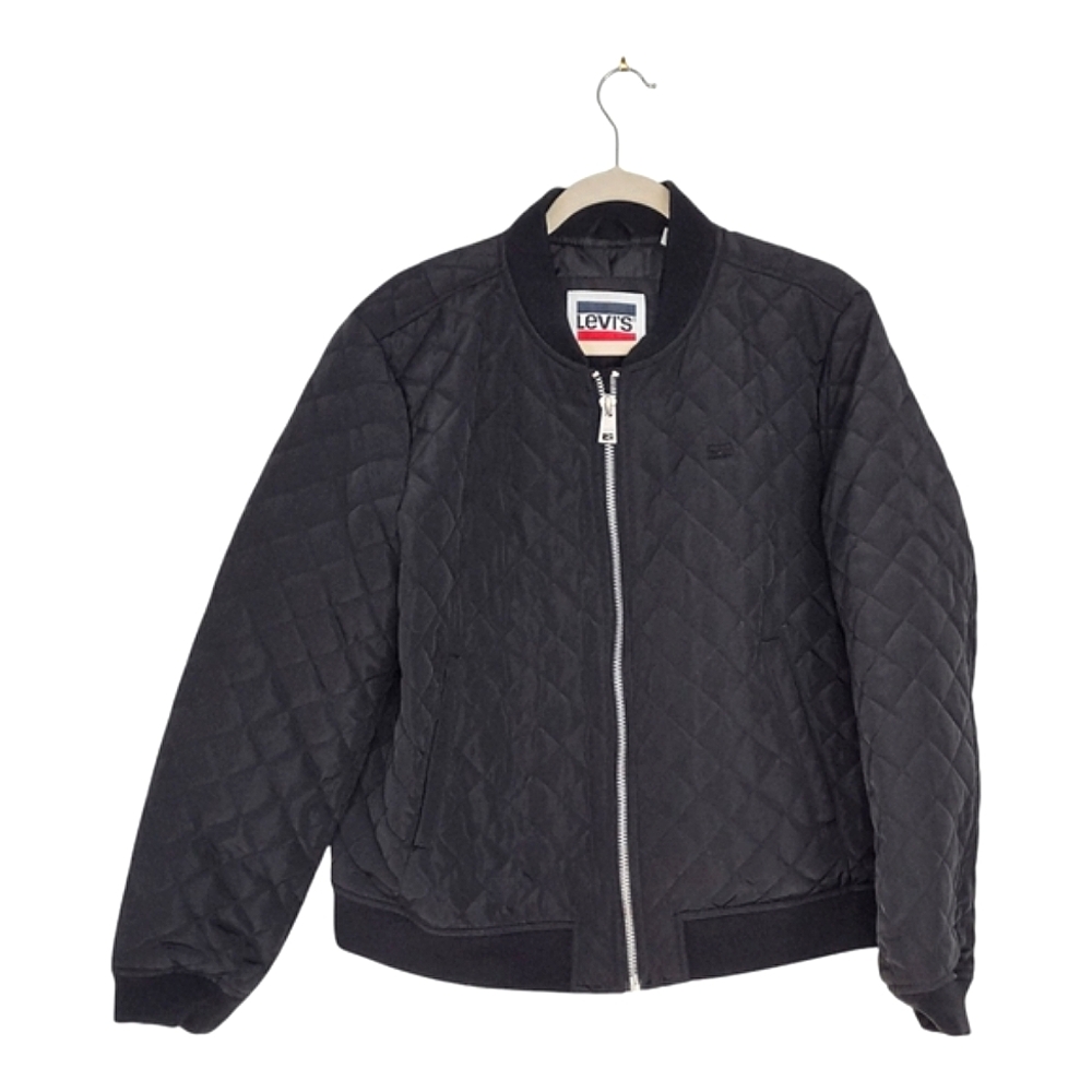 Levi's Quilted Zip Front Nylon Black Bomber Jacket Size XXL